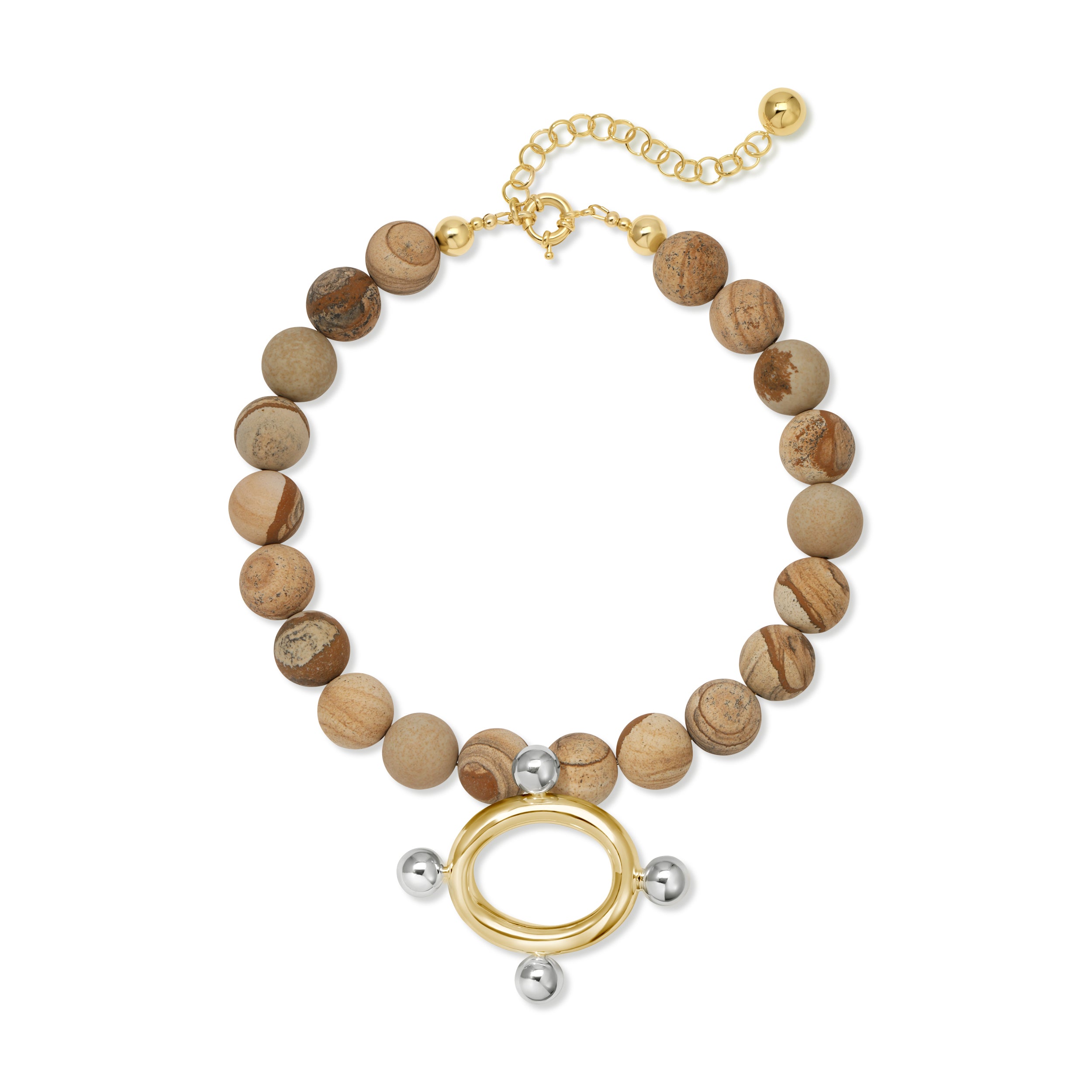 SERAPHINE TWO TONE STATEMENT NECKLACE - NATURAL JASPER