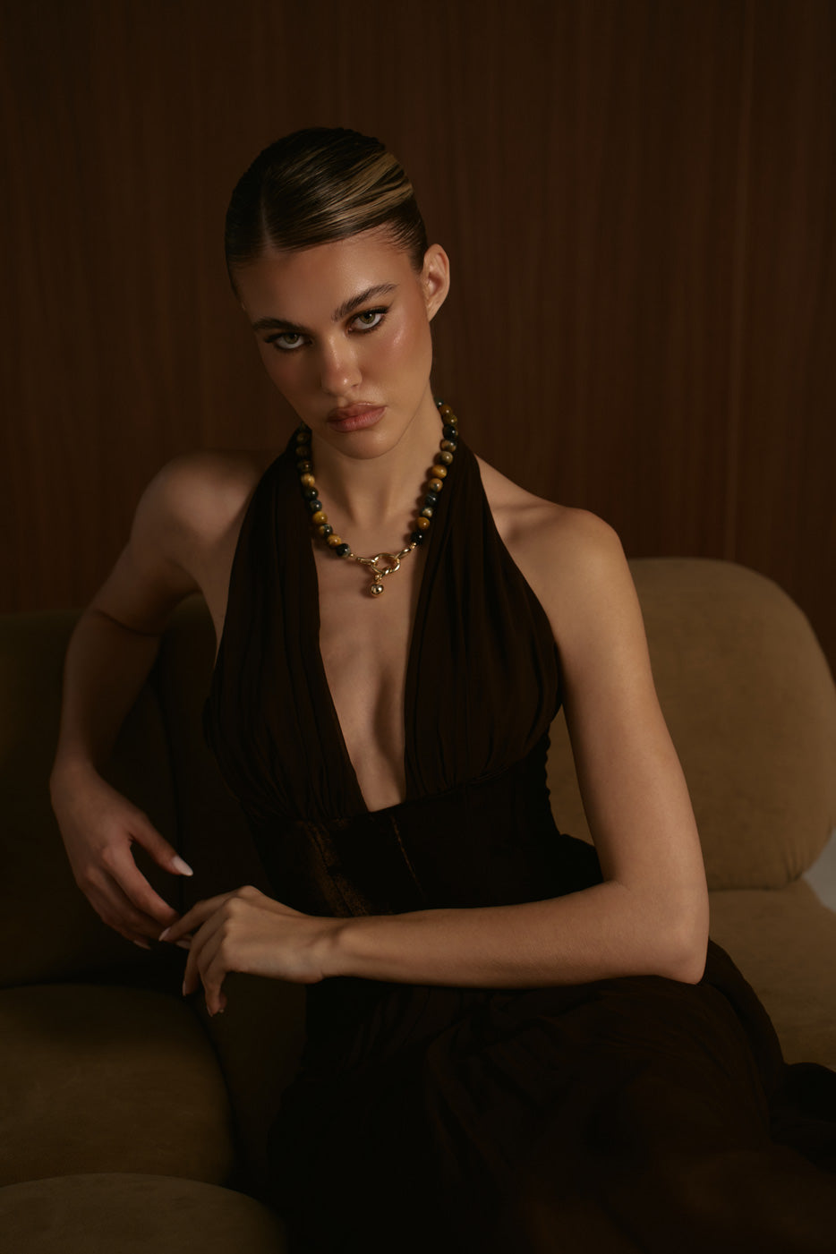 SERAPHINE TWO TONE NECKLACE - GOLDEN BLUE TIGER EYE