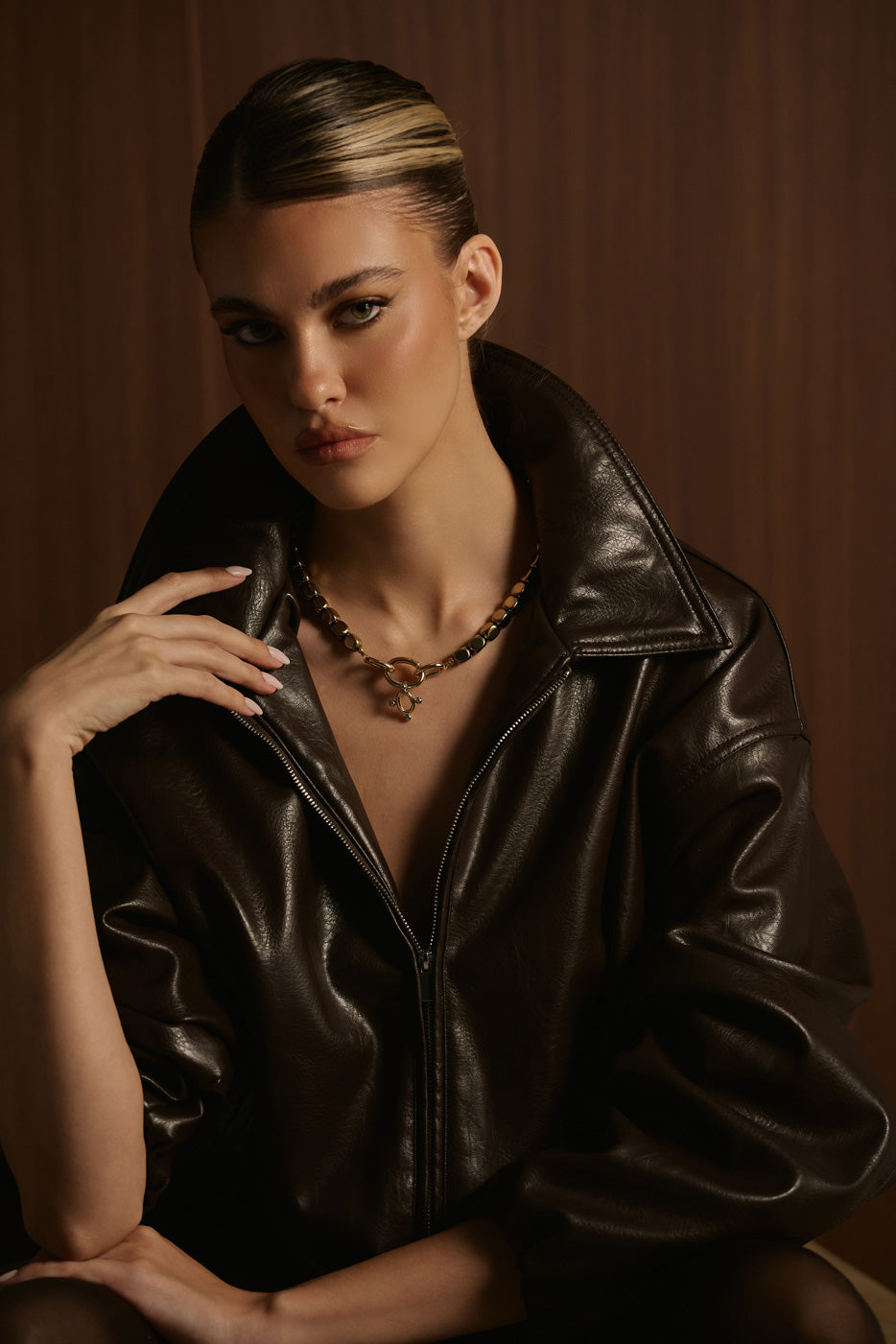 SERAPHINE TWO TONE NECKLACE - GOLD HEMATITE