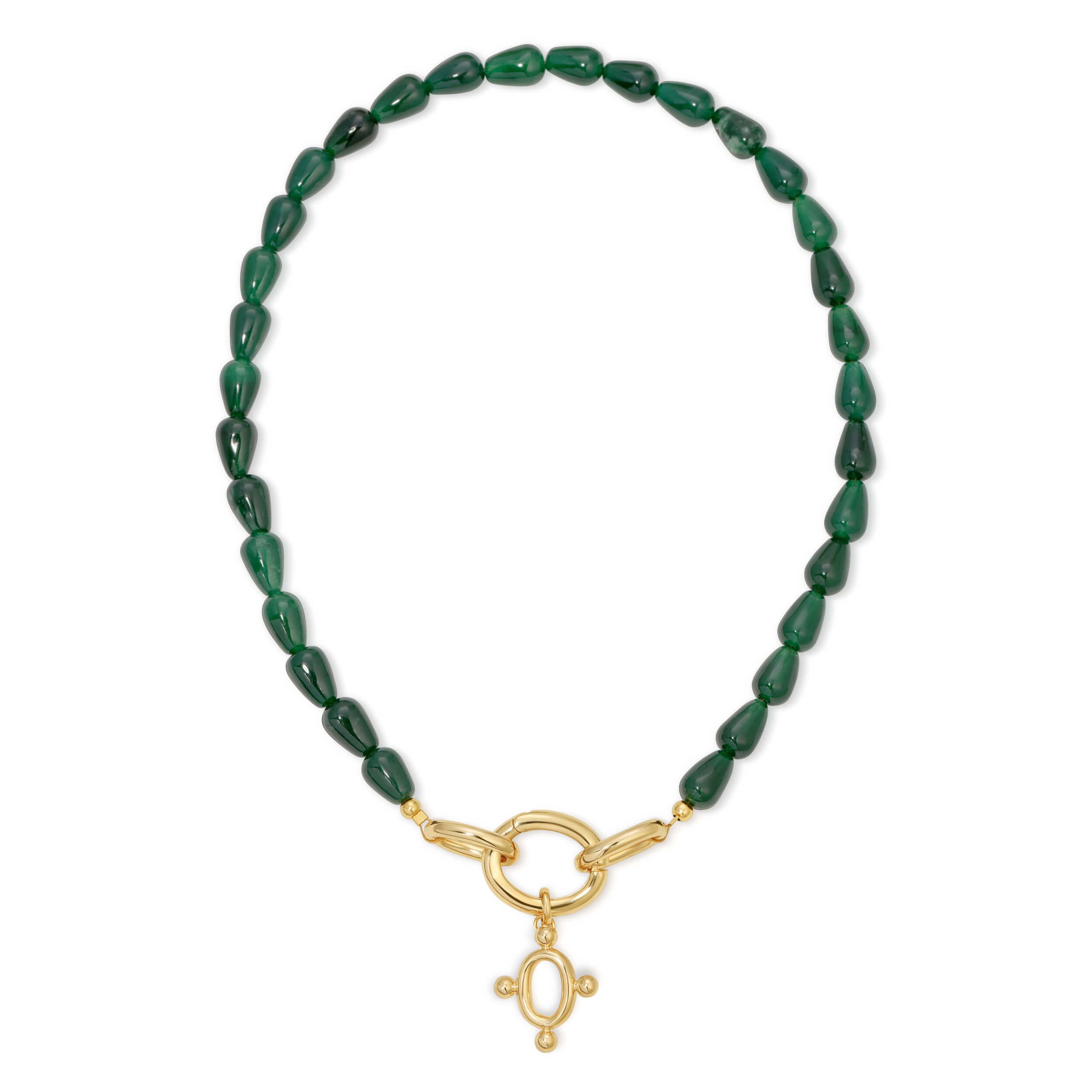 SERAPHINE DROP NECKLACE - SERAPHINE PENDANT GOLD - DARK GREEN JADE