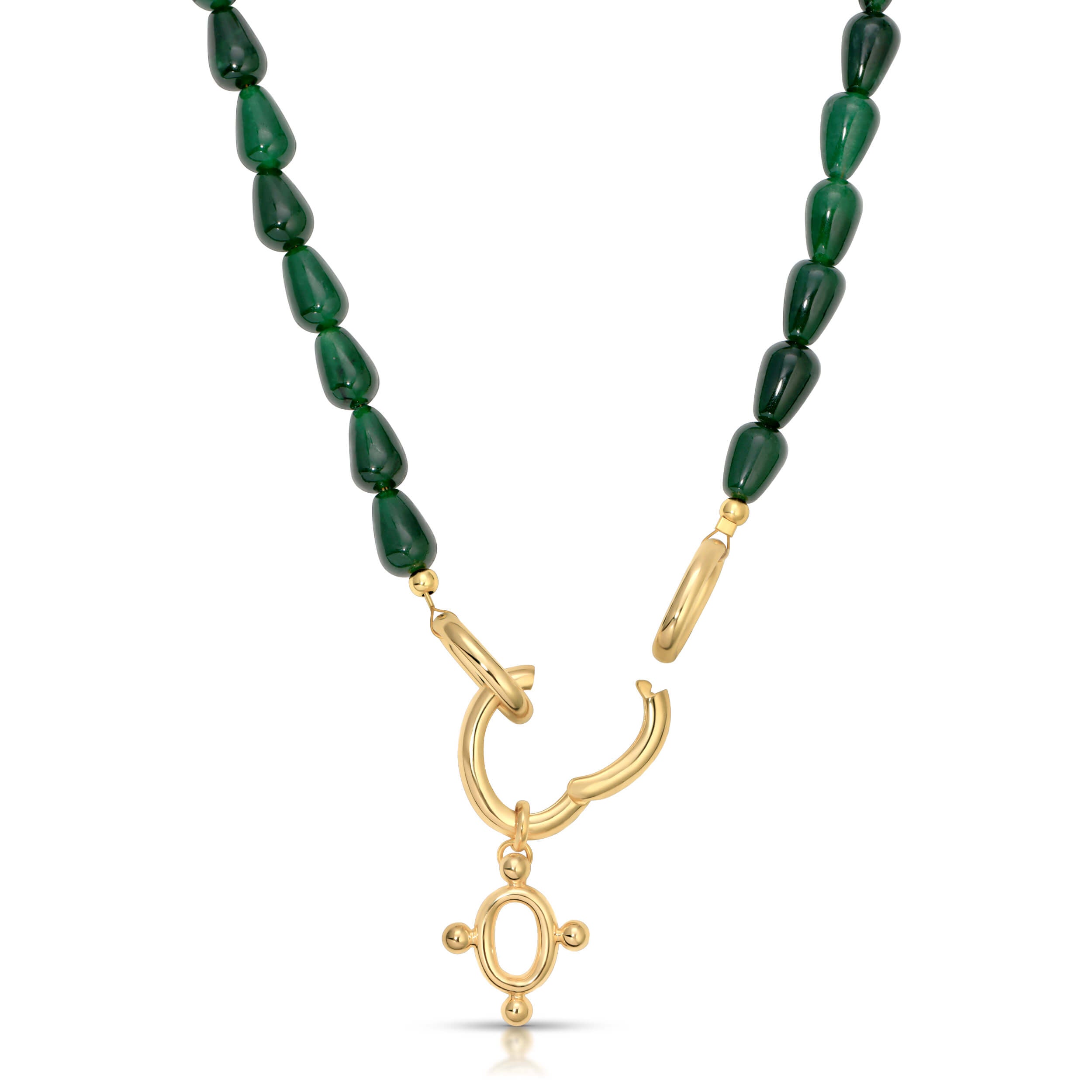 SERAPHINE DROP NECKLACE - SERAPHINE PENDANT GOLD - DARK GREEN JADE