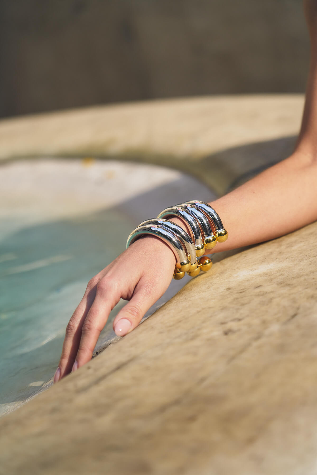 CALISTA 2.0 CUFF BRACELET - MIXED METALS  - SILVER BASE